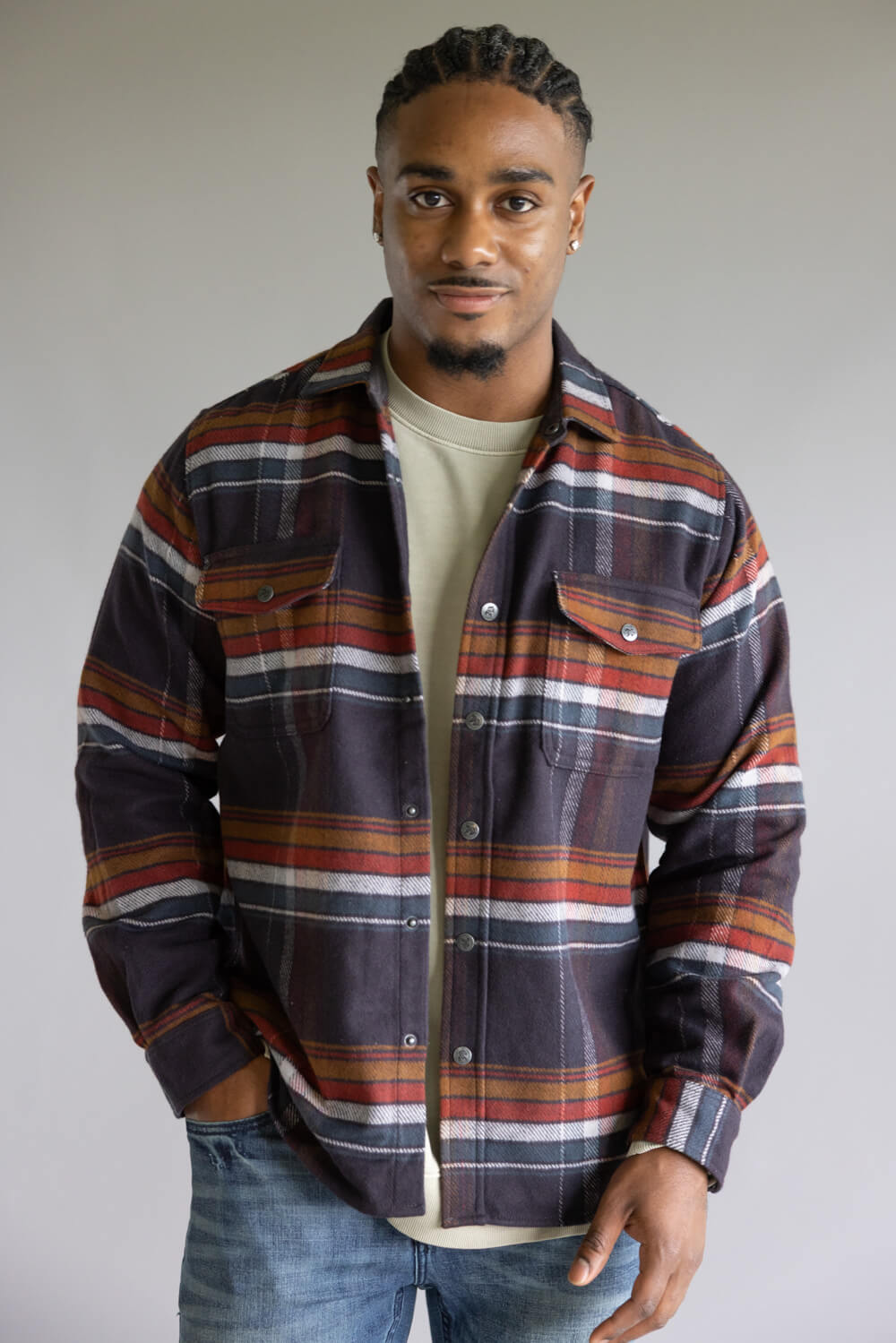 North River Heavyweight Twill Plaid Shirt for Men in Multi