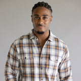 North River Herringbone Plaid Button Up Shirt for Men in Grey 