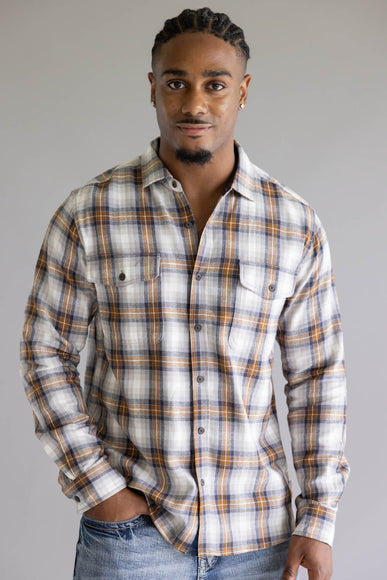 North River Herringbone Plaid Button Up Shirt for Men in Grey 