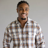 North River Herringbone Plaid Button Up Shirt for Men in Grey 