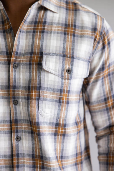 North River Herringbone Plaid Button Up Shirt for Men in Grey 