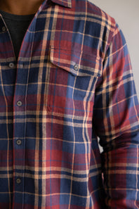 North River Herringbone Plaid Button Up Shirt for Men in Cinnamon