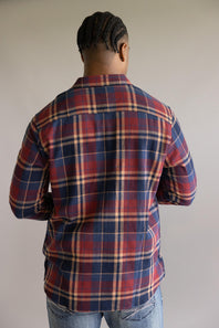 North River Herringbone Plaid Button Up Shirt for Men in Cinnamon