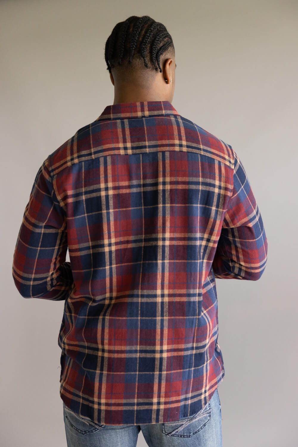 North River Herringbone Plaid Button Up Shirt for Men in Cinnamon