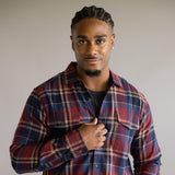 North River Herringbone Plaid Button Up Shirt for Men in Cinnamon