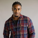 North River Herringbone Plaid Button Up Shirt for Men in Cinnamon