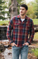 North River Herringbone Plaid Button Up Shirt for Men in Cinnamon
