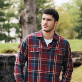 North River Herringbone Plaid Button Up Shirt for Men in Cinnamon
