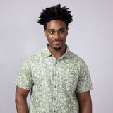 North River Reverse Print Tropical Button Shirt for Men in Green