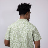 North River Reverse Print Tropical Button Shirt for Men in Green