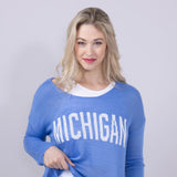 Ocean Drive Michigan Lightweight Sweater for Women in Blue