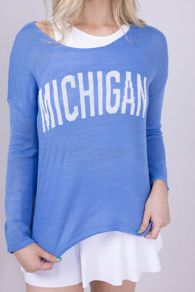 Ocean Drive Michigan Lightweight Sweater for Women in Blue