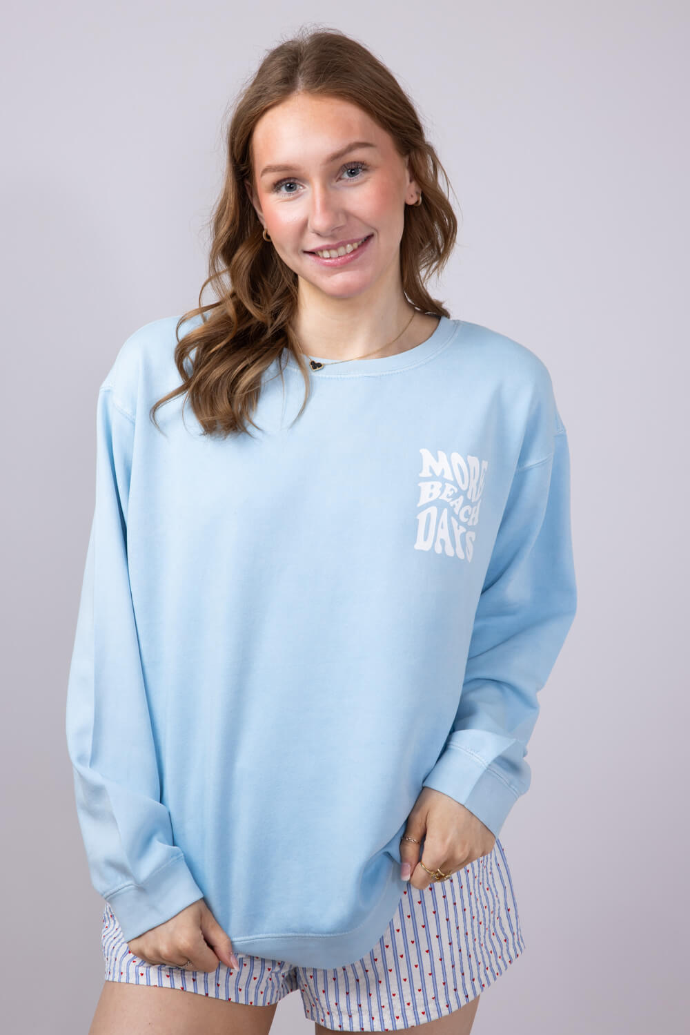 Ocean Drive More Beach Days Surf Club Fleece Crewneck for Women in Blue