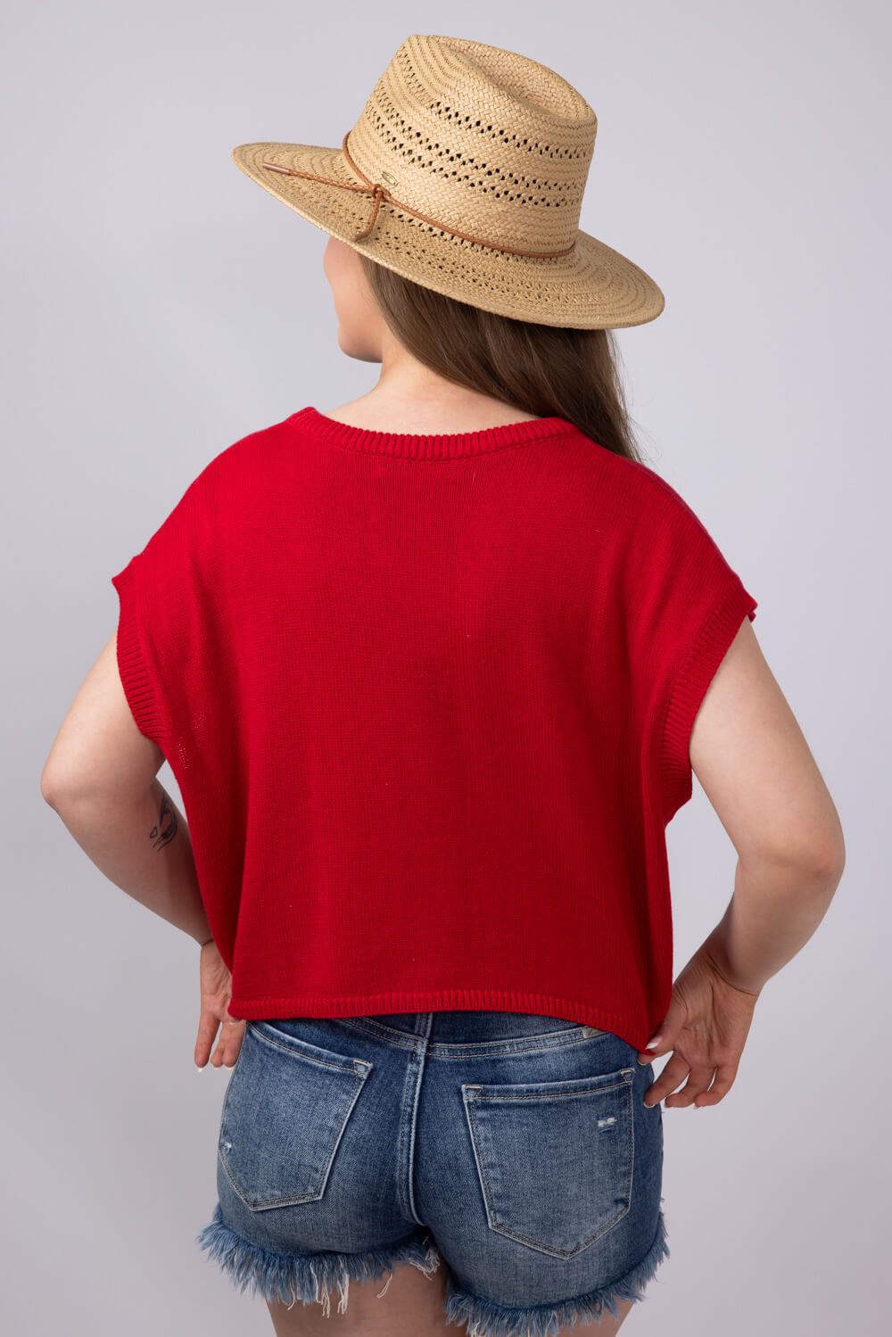 American Flag Sweater for Women in Red