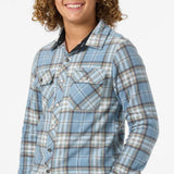 O’Neill Youth Glacier Plaid Super Fleece Long Sleeve Shirt for Boys in Blue