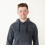 Mineral Wash Hoodie for Men in Black