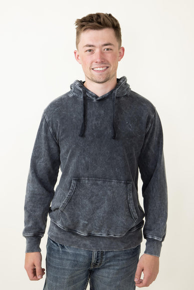 Mineral Wash Hoodie for Men in Black