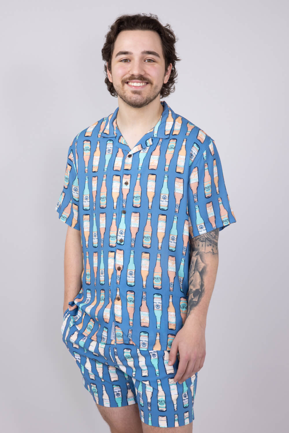 Party Pants Cold Dawgs Woven Button Up Shirt for Men in Navy