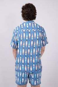 Party Pants Cold Dawgs Woven Button Up Shirt for Men in Navy