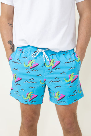Party Pants Dino Ripper Shorts for Men in Neon Blue