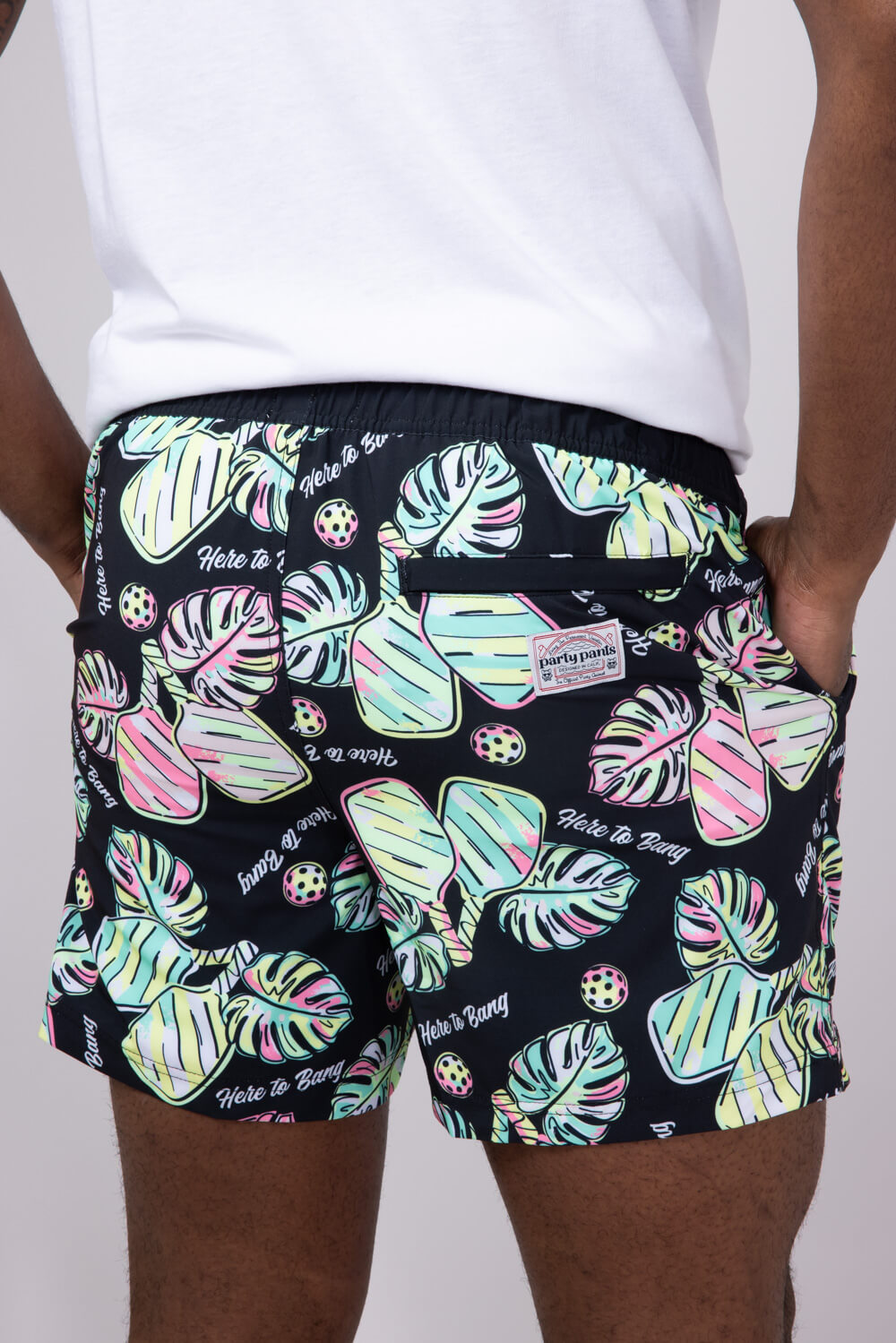 Party Pants Here To Bang Swim Shorts for Men in Black