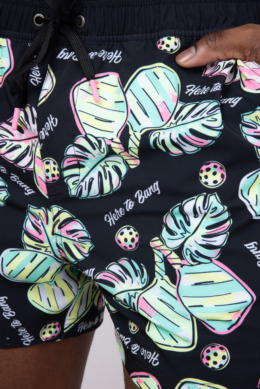 Party Pants Here To Bang Swim Shorts for Men in Black