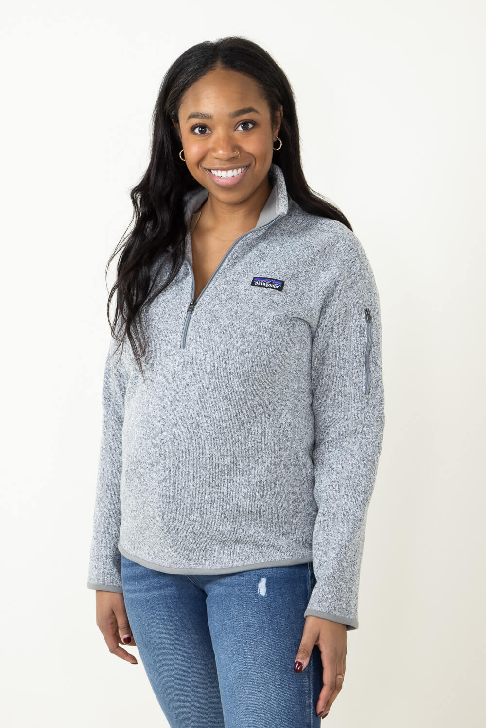 Patagonia Women's Better Sweater Quarter Zip in Birch White