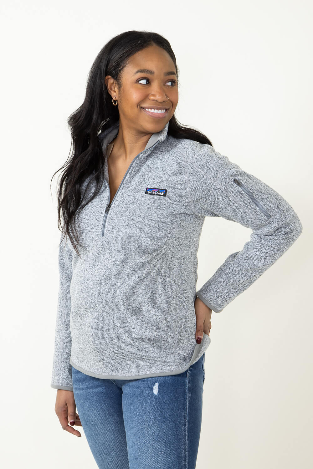 Patagonia Women's Better Sweater Quarter Zip in Birch White