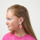 Pickleball Racket Drop Earrings for Women in Pink