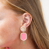 Pickleball Racket Drop Earrings for Women in Pink