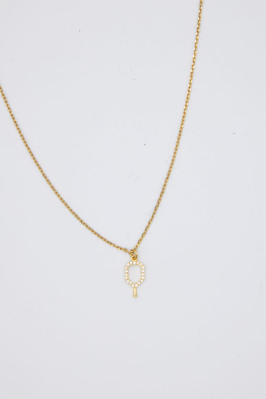 Clear Gold Pickleball Racket Necklace