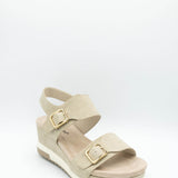 Pierre Dumas Lyra Wedge Sandals for Women in Nude