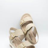 Pierre Dumas Lyra Wedge Sandals for Women in Nude