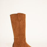 Pierre Dumas Solo Knee High Lug Boots for Women in Cognac