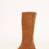 Pierre Dumas Solo Knee High Lug Boots for Women in Cognac