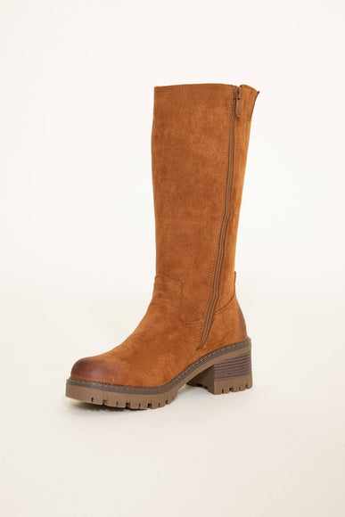Pierre Dumas Solo Knee High Lug Boots for Women in Cognac