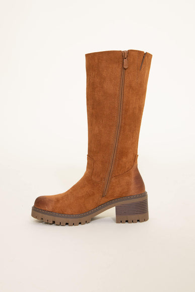 Pierre Dumas Solo Knee High Lug Boots for Women in Cognac