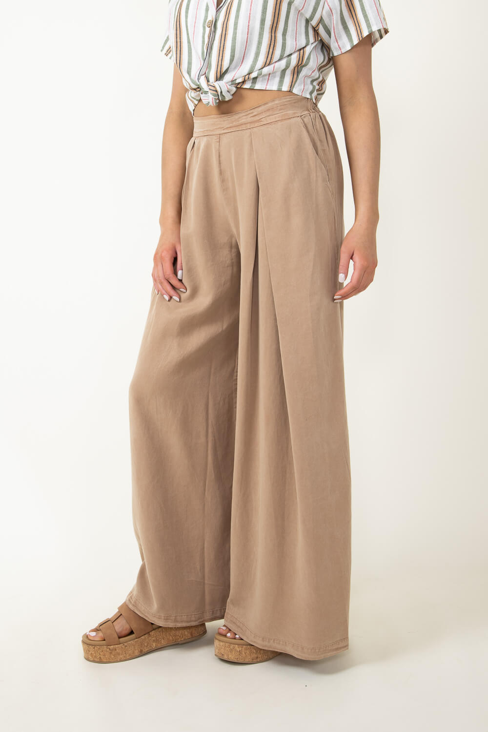 HIGH WAISTED CULOTTES - taupe brown