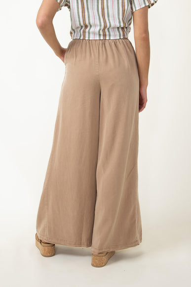 Pintucked Flowy Wide Leg Pants for Women in Taupe