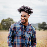 Plaid Two Pocket Flannel for Men in Blue