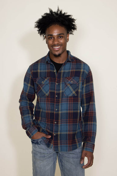 Plaid Two Pocket Flannel for Men in Blue