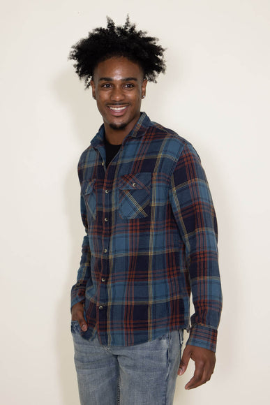 Plaid Two Pocket Flannel for Men in Blue