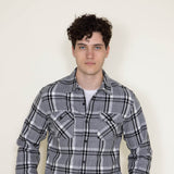 Plaid Flannel Shirt for Men in Grey