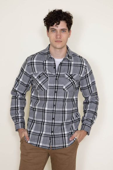 Plaid Flannel Shirt for Men in Grey