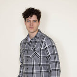 Plaid Flannel Shirt for Men in Grey