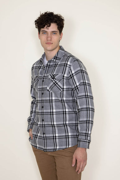 Plaid Flannel Shirt for Men in Grey
