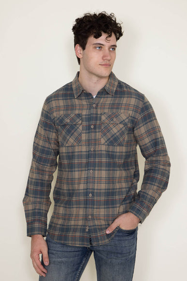 Plaid Flannel Shirt for Men in Tan