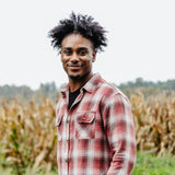 Plaid Two Pocket Flannel for Men in Faded Red
