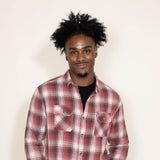 Plaid Two Pocket Flannel for Men in Faded Red