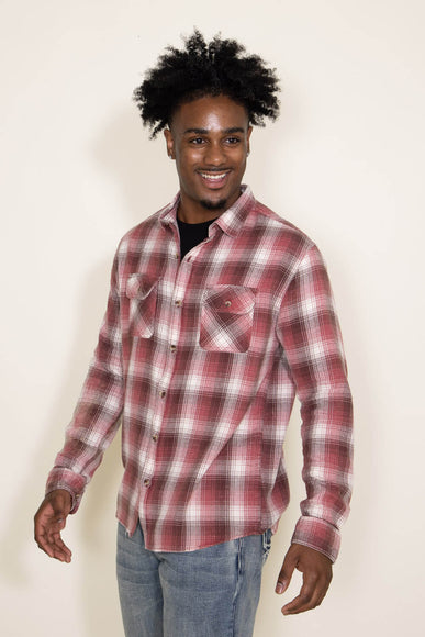 Plaid Two Pocket Flannel for Men in Faded Red